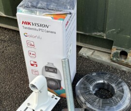 Hikvision TandemVu PTZ is a "two-in-one" security camera that pairs a fixed wide-angle lens with a high-speed zoom lens in a single unit.